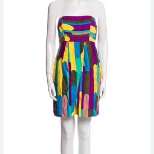 Tibi Multicolor Strapless Dress